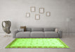 Machine Washable Oriental Green Modern Area Rugs in a Living Room,, wshabs3646grn