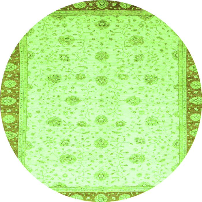 Round Machine Washable Oriental Green Modern Area Rugs, wshabs3646grn