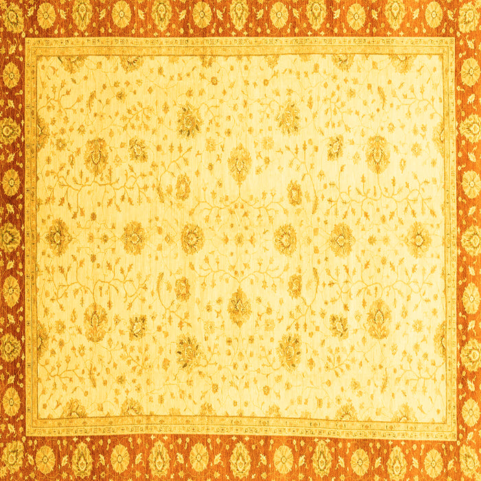 Square Machine Washable Oriental Yellow Modern Rug, wshabs3646yw