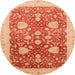 Round Machine Washable Abstract Scarlet Red Rug, wshabs3647