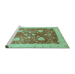 Sideview of Machine Washable Oriental Turquoise Modern Area Rugs, wshabs3647turq