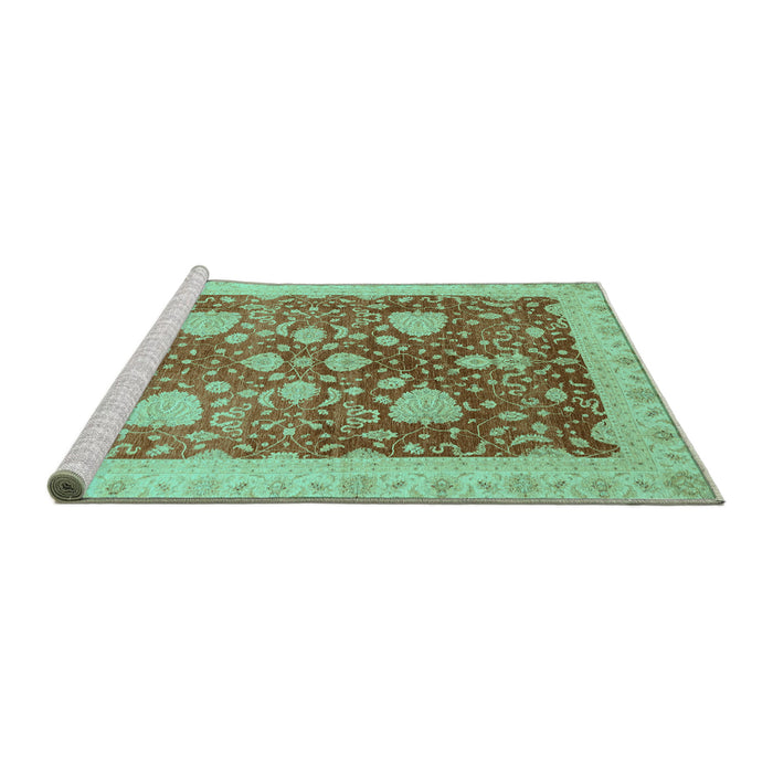 Sideview of Machine Washable Oriental Turquoise Modern Area Rugs, wshabs3647turq