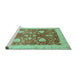 Sideview of Machine Washable Oriental Turquoise Modern Area Rugs, wshabs3647turq