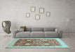 Machine Washable Oriental Light Blue Modern Rug in a Living Room, wshabs3647lblu