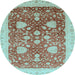 Round Oriental Light Blue Modern Rug, abs3647lblu