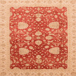Square Abstract Scarlet Red Oriental Rug, abs3647