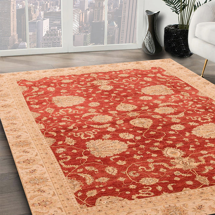 Machine Washable Abstract Scarlet Red Rug in a Family Room, wshabs3647