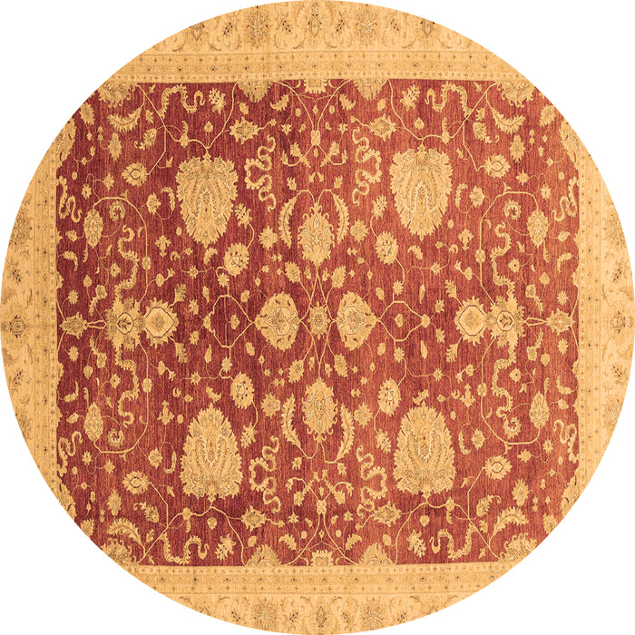 Round Oriental Brown Modern Rug, abs3647brn