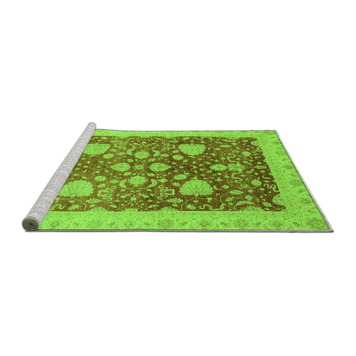 Sideview of Machine Washable Oriental Green Modern Area Rugs, wshabs3647grn
