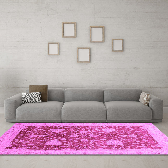 Machine Washable Oriental Purple Modern Area Rugs in a Living Room, wshabs3647pur