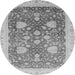 Round Machine Washable Oriental Gray Modern Rug, wshabs3647gry