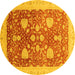 Round Machine Washable Oriental Yellow Modern Rug, wshabs3647yw