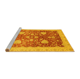 Sideview of Machine Washable Oriental Yellow Modern Rug, wshabs3647yw