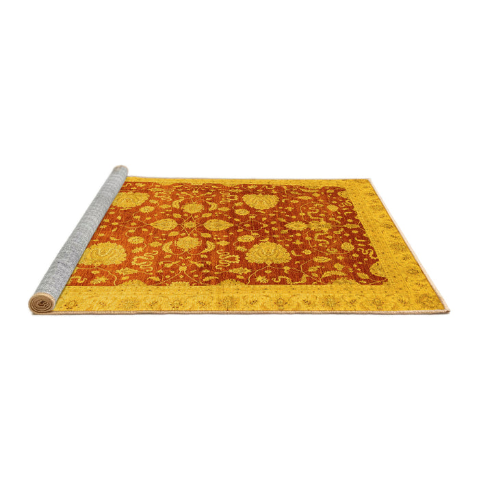 Sideview of Machine Washable Oriental Yellow Modern Rug, wshabs3647yw