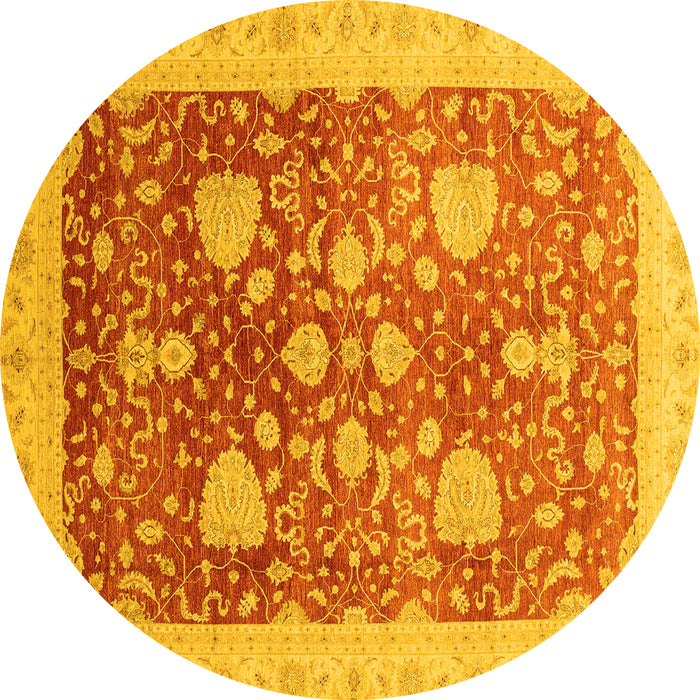 Round Oriental Yellow Modern Rug, abs3647yw