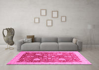 Machine Washable Oriental Pink Modern Rug, wshabs3647pnk