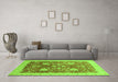 Machine Washable Oriental Green Modern Area Rugs in a Living Room,, wshabs3647grn