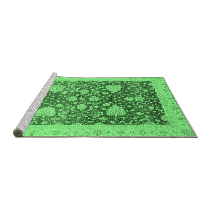 Sideview of Machine Washable Oriental Emerald Green Modern Area Rugs, wshabs3647emgrn
