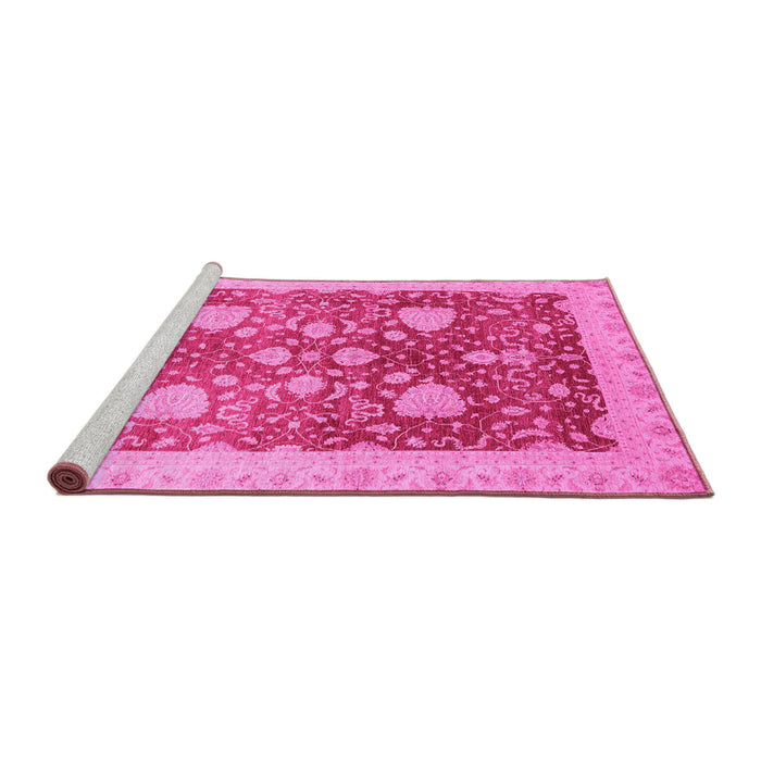 Sideview of Machine Washable Oriental Pink Modern Rug, wshabs3647pnk
