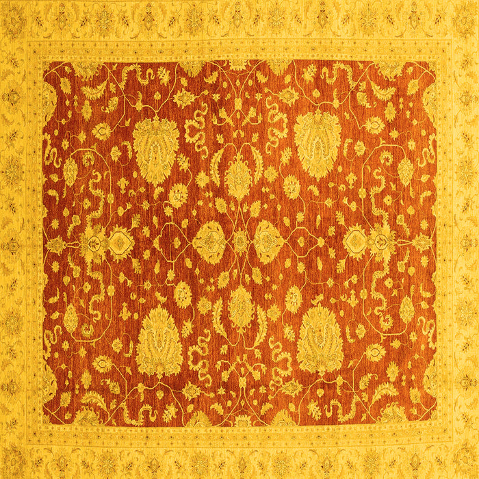 Square Machine Washable Oriental Yellow Modern Rug, wshabs3647yw