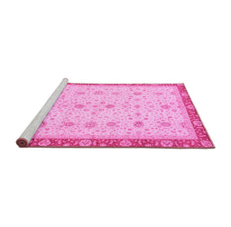 Sideview of Machine Washable Oriental Pink Modern Rug, wshabs3648pnk