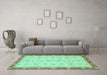 Machine Washable Oriental Turquoise Modern Area Rugs in a Living Room,, wshabs3648turq