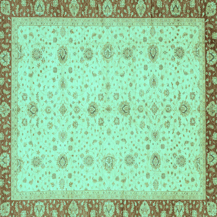 Square Machine Washable Oriental Turquoise Modern Area Rugs, wshabs3648turq