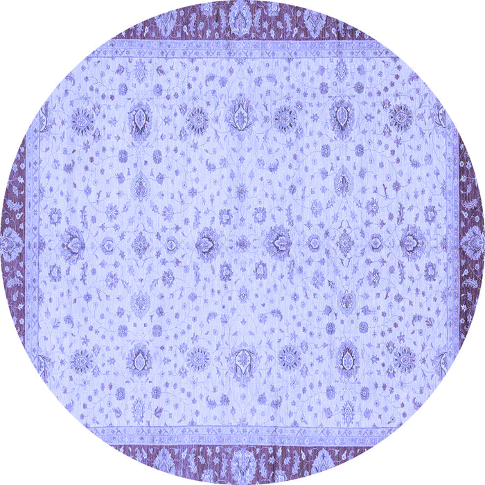 Round Machine Washable Oriental Blue Modern Rug, wshabs3648blu