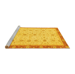 Sideview of Machine Washable Oriental Yellow Modern Rug, wshabs3648yw