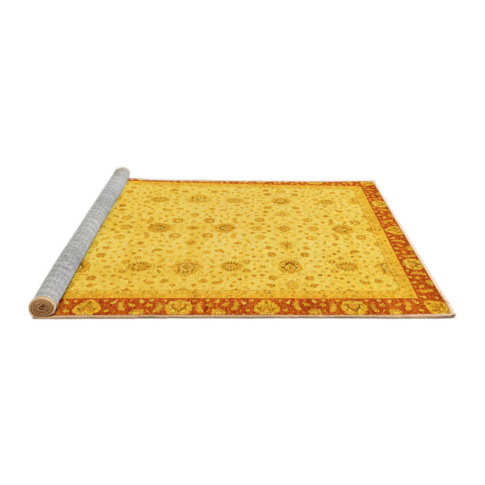 Sideview of Machine Washable Oriental Yellow Modern Rug, wshabs3648yw