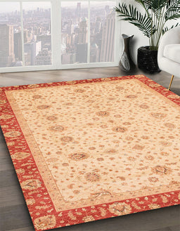 Machine Washable Abstract Orange Rug in a Family Room, wshabs3648