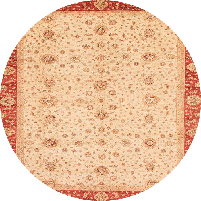 Round Abstract Orange Oriental Rug, abs3648