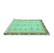 Sideview of Machine Washable Oriental Turquoise Modern Area Rugs, wshabs3648turq