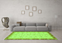 Machine Washable Oriental Green Modern Rug, wshabs3648grn