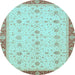 Round Oriental Light Blue Modern Rug, abs3648lblu