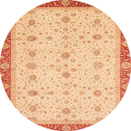 Round Machine Washable Abstract Orange Rug, wshabs3648