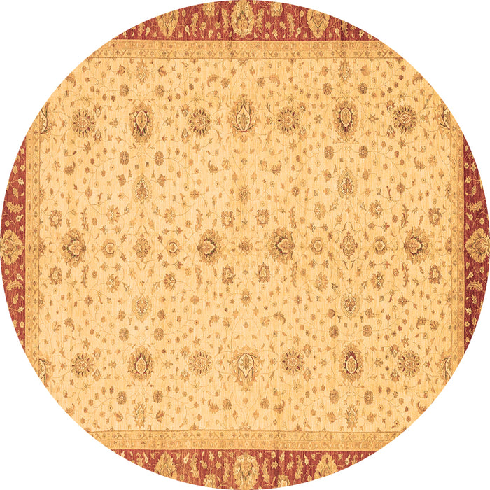 Round Machine Washable Oriental Brown Modern Rug, wshabs3648brn