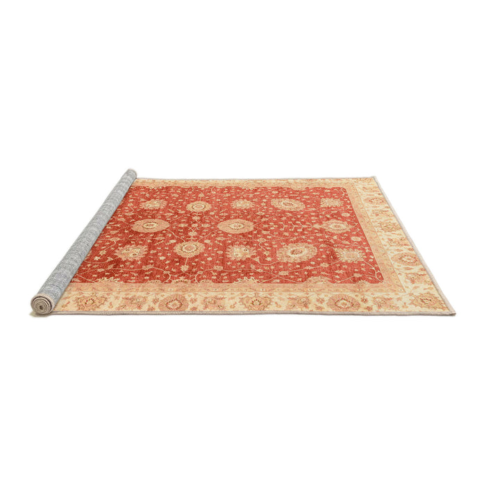 Sideview of Machine Washable Abstract Orange Red Rug, wshabs3649