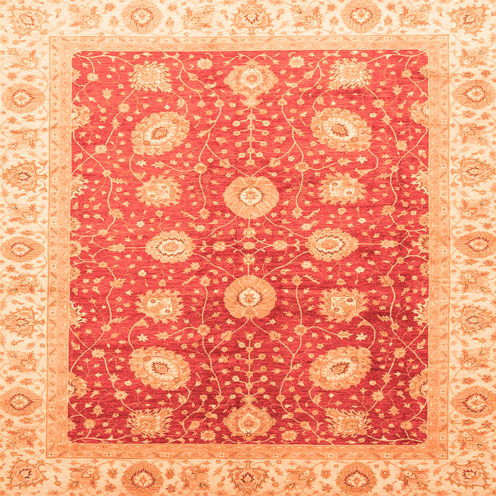 Square Machine Washable Oriental Orange Traditional Area Rugs, wshabs3649org