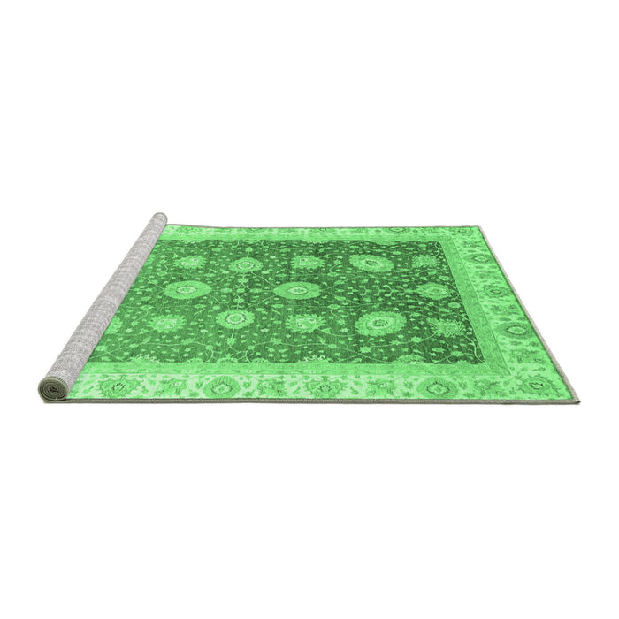 Sideview of Machine Washable Oriental Emerald Green Traditional Area Rugs, wshabs3649emgrn