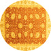 Round Oriental Yellow Traditional Rug, abs3649yw