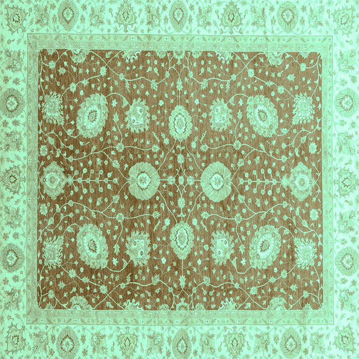 Square Oriental Turquoise Traditional Rug, abs3649turq