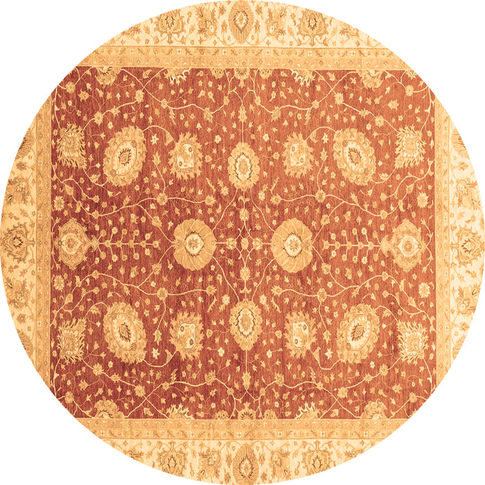 Round Oriental Brown Traditional Rug, abs3649brn