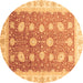 Round Oriental Brown Traditional Rug, abs3649brn