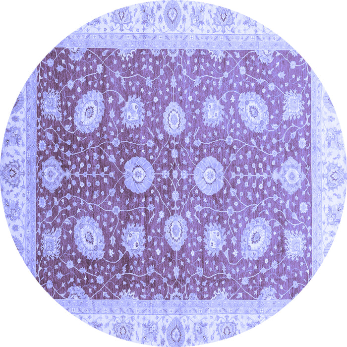 Round Machine Washable Oriental Blue Traditional Rug, wshabs3649blu