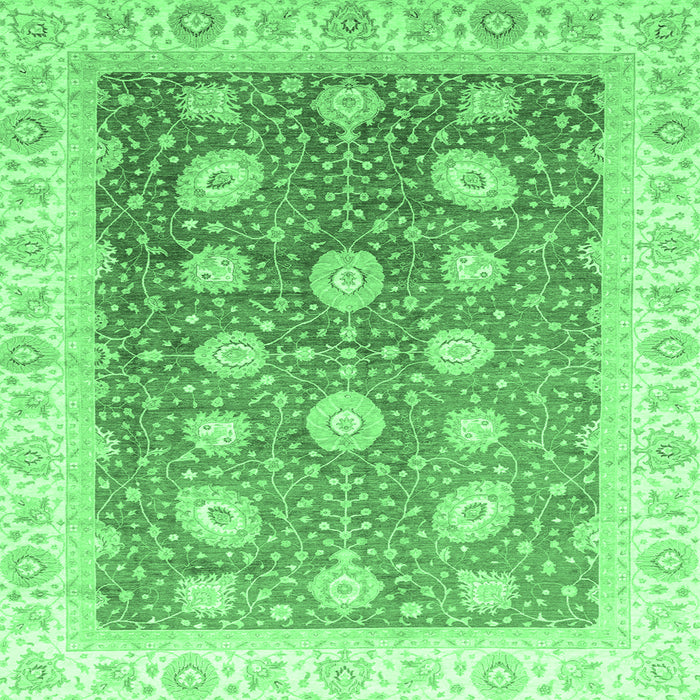 Square Machine Washable Oriental Emerald Green Traditional Area Rugs, wshabs3649emgrn