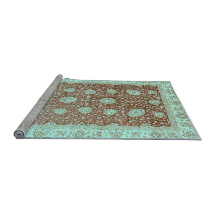 Sideview of Machine Washable Oriental Light Blue Traditional Rug, wshabs3649lblu