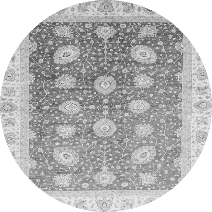 Round Machine Washable Oriental Gray Traditional Rug, wshabs3649gry