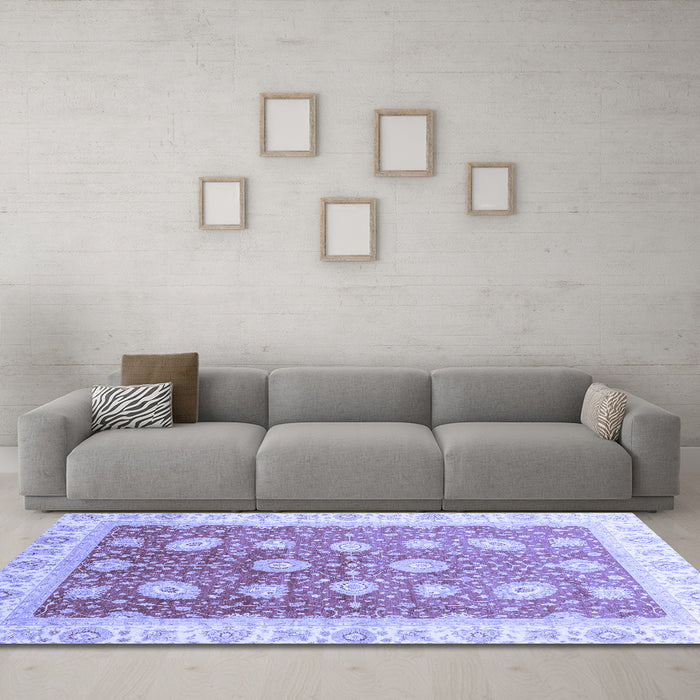 Machine Washable Oriental Blue Traditional Rug in a Living Room, wshabs3649blu