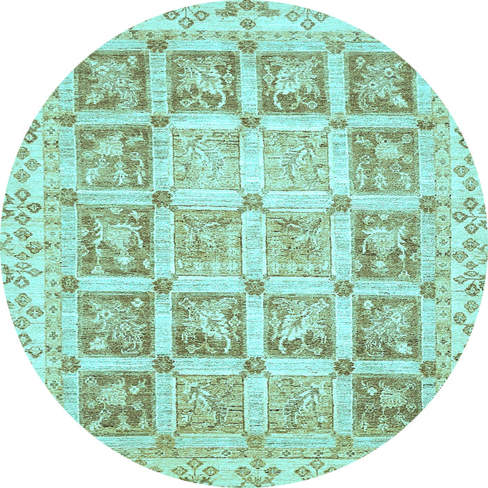 Round Abstract Light Blue Modern Rug, abs364lblu